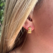 Load image into Gallery viewer, leaf earrings, nature inspired jewelry, leaf hoop earrings, small hoop earrings