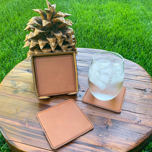 leatherette coaster set